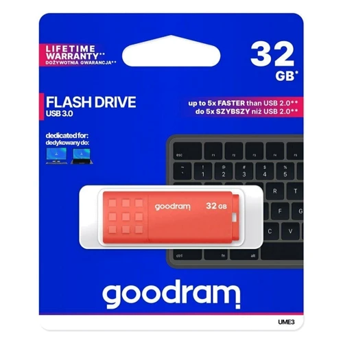 USB-флешка GOODRAM 32GB UME3 USB 3.0 Orange (UME3-0320O0R11): Максимальная скорость записи, МБ/с 20