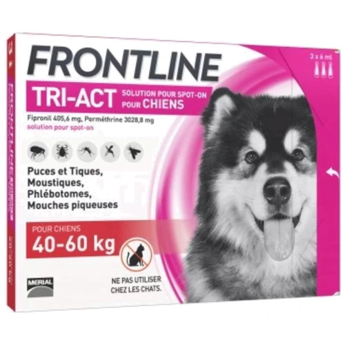 Капли от блох, клещей и комаров Merial Frontline Tri-Act для собак 40-60 кг XL упаковка 3 пипетки (159915)