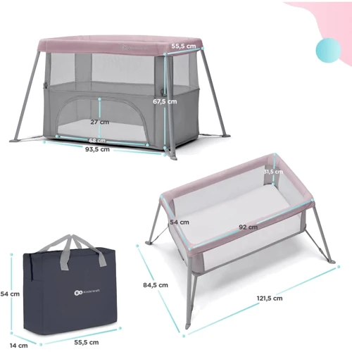 Кровать-манеж 2 в 1 Kinderkraft Movi Pink (KCMOVI00PNK0000) фото 11