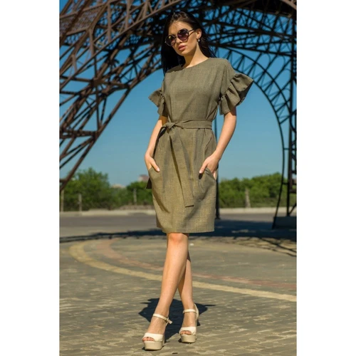 Платье FLFashion Лион ЗПЛ 1135 46 зеленое повседневное до середины бедра
