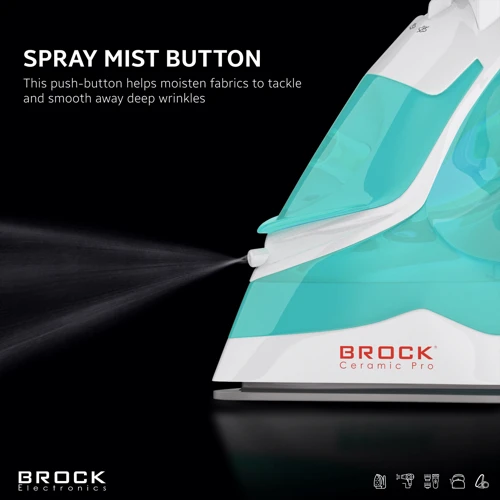 Утюг BROCK BSI 2013 AZ: Цвет бирюзовый / белый
