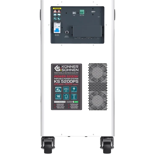 Зарядная станция Konner&Sohnen 5120Wh,5200W UA: Разъемы для подзарядки Зарядка от солнечной панели, Зарядка от генератора, Зарядка от сети, DC-разъем