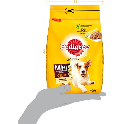 Сухой корм Pedigree для взрослых собак Курица и овощи 400г (5900951271892): Вес упаковки 400 г
