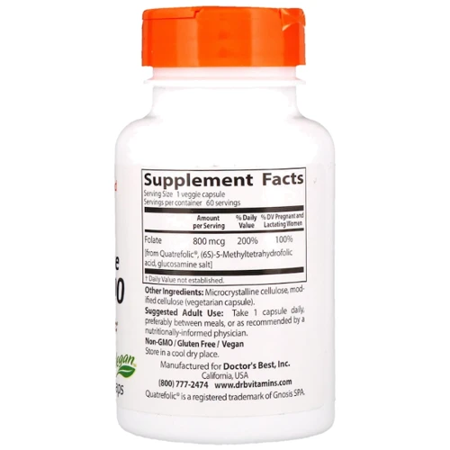 Doctor's Best Fully Active Folate 800 800 mcg 60 Caps (DRB-00458): Тип Витамин B