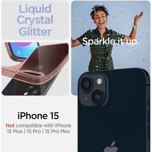 Чохол для iPhone Spigen Liquid Crystal Glitter Rose Quartz (ACS06789) для iPhone 15: Колір рожевий