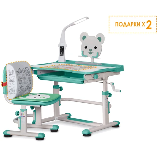 Комплект Evo-kids (стул+стол+полка+лампа) BD-04 Z (XL) Teddy c лампой