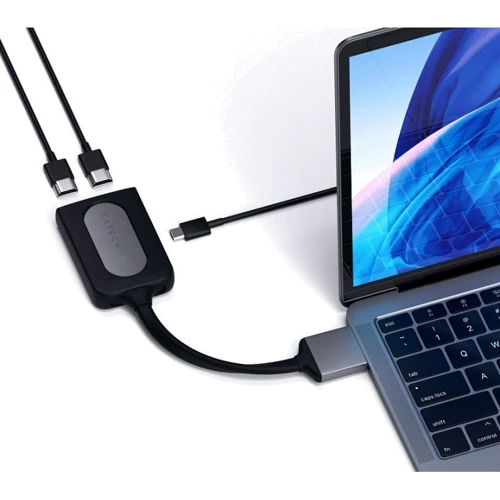 Адаптер Satechi Adapter Dual USB-C to 2xHDMI+USB-C Space Gray (ST-TCDHAM): Інтерфейс підключення USB-C