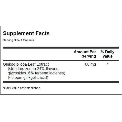 Swanson Ginkgo Biloba Extract 60 mg Гинкго Билоба стандартизированный экстракт 120 капсул: Форма выпуска Капсулы