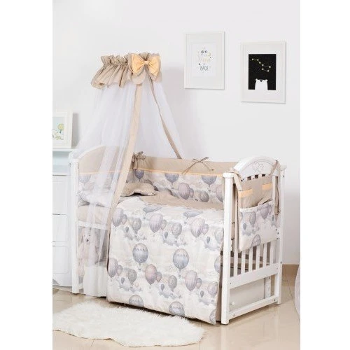 Постельный комплект 8 эл. Twins Modern ІІ 4028-P-112, Воздушный шар, бежевый: Размер для кроваток 120x60см