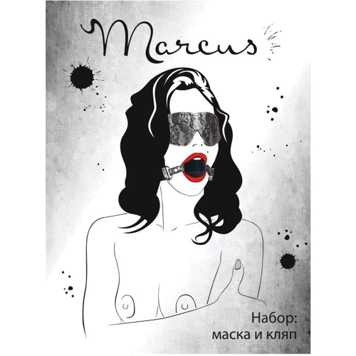 Мереживний набір Toyfa Marcus (маска та кляп) Silver and Black