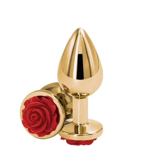 Анальная пробка Ns Novelties - Rose Buttplug M (золотистая с красным)