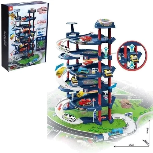 Гараж 6-этажный, 82 детали, вертолет, машинки, свет, звук, лифт (660-A327): Производитель Noname