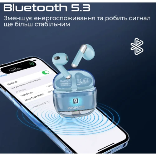 Наушники Promate TransPods Blue (transpods.blue): Тип конструкции вкладыши