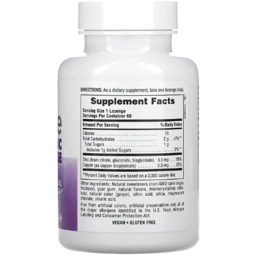 Natures Plus Zinc Цинк иммунная формула 60 жевательных таблеток: Тип Цинк