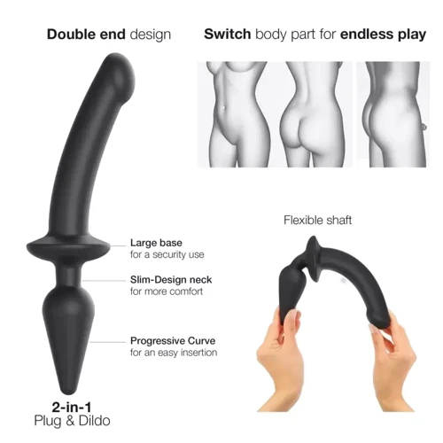 Анальная пробка с дилдо Strap-On-Me Switch Plug-In Semi-Realistic Dildo Black - XXL