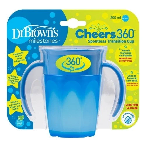 Чашка 360° с ручками Dr.Brown's, 200 мл, цвет голубой (TC71004-INTL): Материал пластик