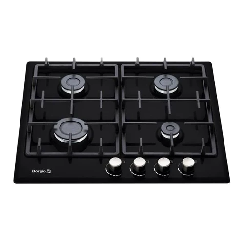 Варочная поверхность газовая Borgio 6721-17 (Black Enamelled): Рабочая поверхность нержавеющая сталь