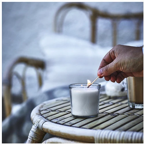 Ароматическая свеча в стекле ІКЕА Jamlik 20 часов Светло-бежевый (20502109)