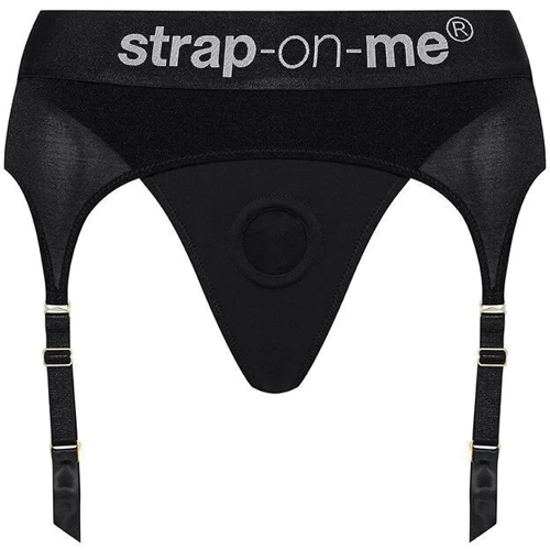 Трусы для страпона с подвязками для чулок Strap-On-Me REBEL HARNESS - S