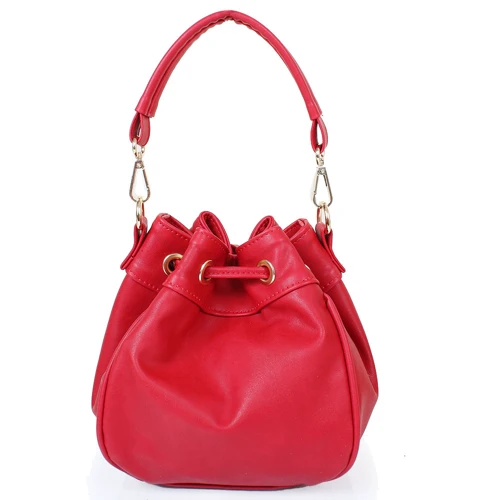 Женская сумка бакет-бэг Laskara красная (LK10195-red): Стиль Повседневный (Casual)