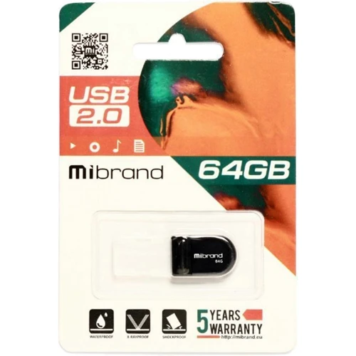 USB-флешка Mibrand 64GB Scorpio Black USB 2.0 (MI2.0/SC64M3B): Объем памяти 64 GB