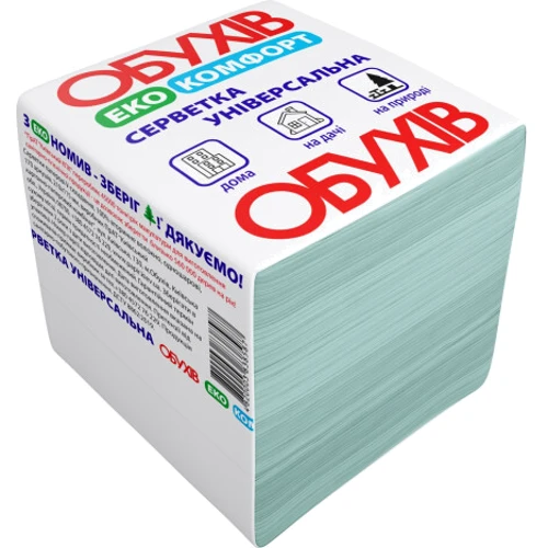 Салфетки Обухів Эко Комфорт Зеленый 1слой 170 шт 34 г/м (4820003838587)