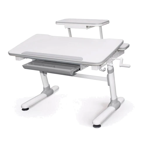 Стол Evo-kids Duke Grey с полкой (арт.Evo-501 G+полка Evo-513) - столешница белая / вставки серые