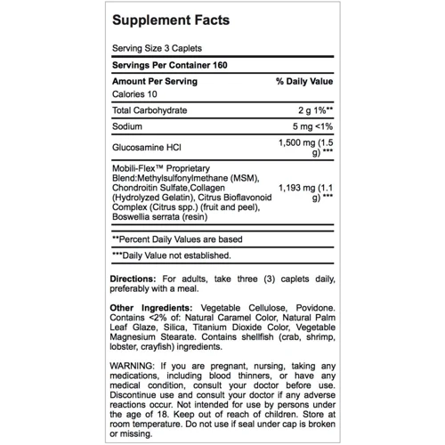 Puritan's Pride Double Strength Glucosamine, Chondroitin & MSM 480 caps: Тип Глюкозамин