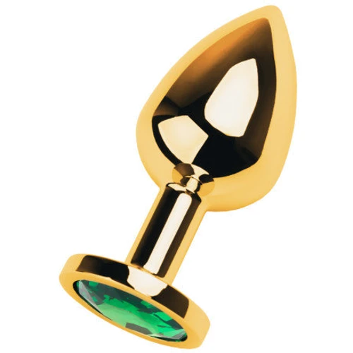 Анальная пробка с кристаллом Toyfa Metal Gold anal plug green gem