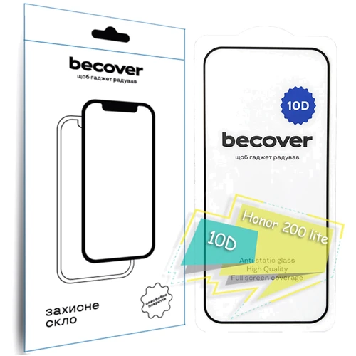 BeCover Tempered Glass 10D Black for Honor 200 lite (713162)