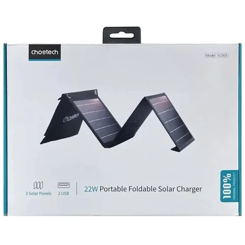 Зовнішній акумулятор Choetech 22W Foldable Solar Charger Panel фото 1
