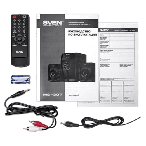 Акустическая система Sven MS-307 Black: Материал корпуса дерево (МДФ)