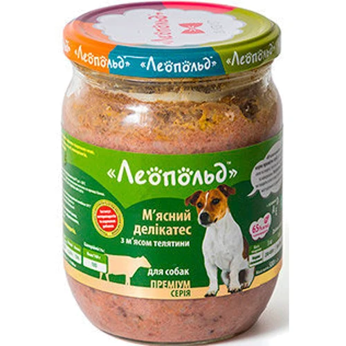 Влажный корм для собак Леопольд Мясные деликатесы с мясом телятины 500 г х 6 шт. (4820185490214-6): Тип Влажный корм