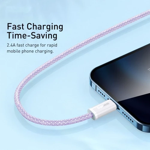 Кабель Baseus USB Cable to Lightning Dynamic 2.4A 2m Purple (CALD000505): Длина 2 м