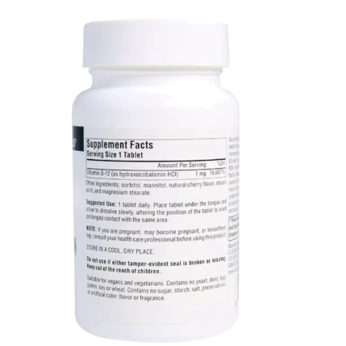 Source Naturals Hydroxocobalamin Vitamin B12 1 mg Гидроксокобаламин Витамин B12 вкус вишни 60 таблеток: Тип Витамин B
