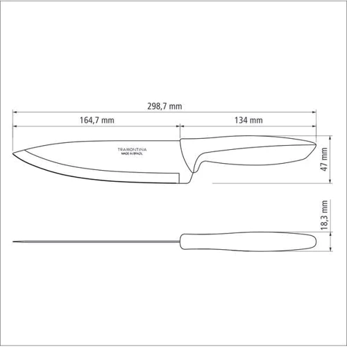 Набор кухонных ножей Tramontina Plenus Light Grey Chef 17.8 см 12 шт. (23426/037): Количество предметов 12