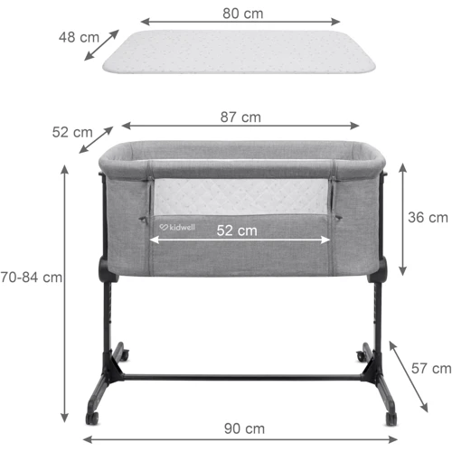 Приставне ліжечко Kidwell Snuzzy Light Grey