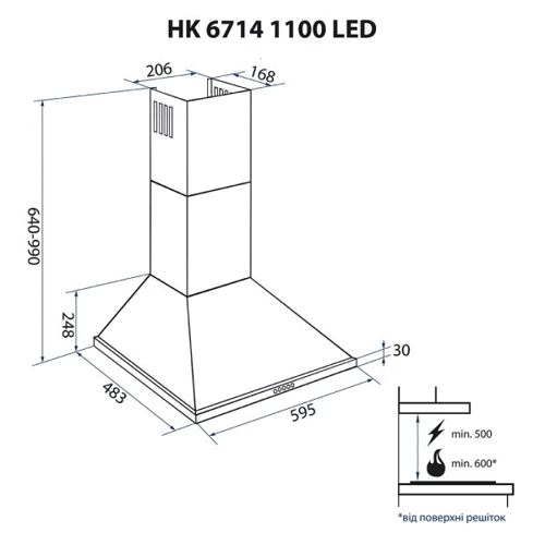 Вытяжка Minola HK 6714 BL 1100 LED фото 7