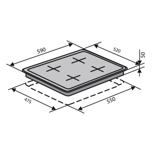 Варочная поверхность газовая Ventolux HSF640-T3G CEST (WH): Размеры для встраивания (ШxГ) 55x47 см