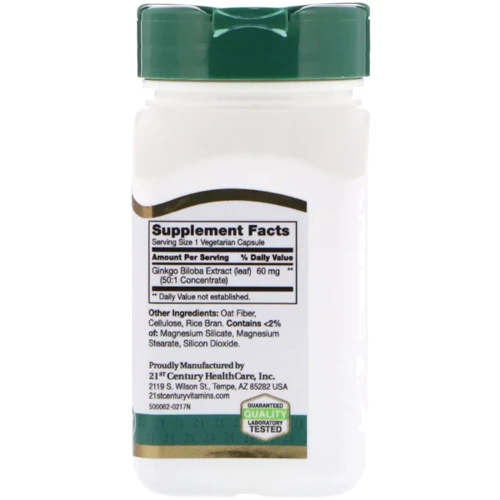21st Century Ginkgo Biloba Extract Standardized 60 Veggie Caps (CEN-21249): Пол Унисекс