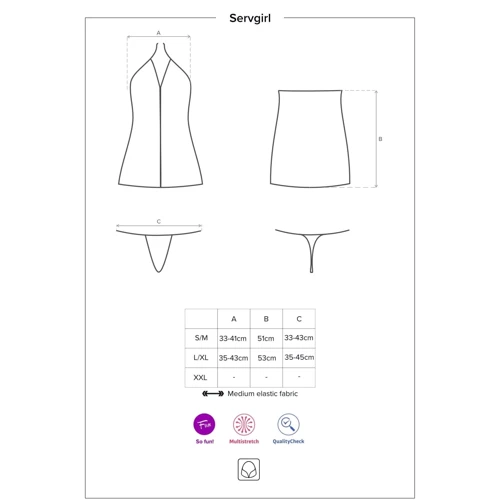 Кружевной комплект горничной Obsessive Servgirl S/M