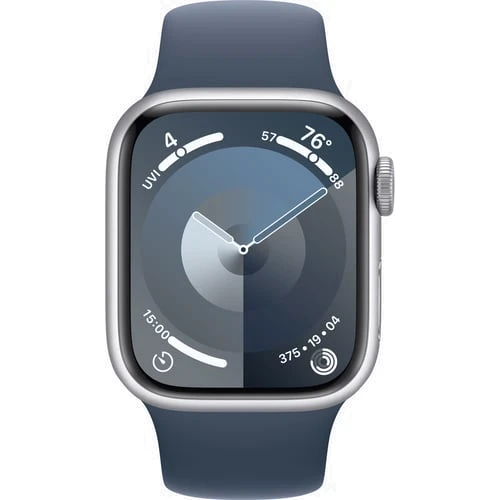 Apple Watch Series 9 41mm GPS Silver Aluminum Case with Storm Blue Sport Band - M/L (MR913) Approved Витринный образец: Причина уценки Активированы, витринный образец, хорошее состояние, комплектация полная: коробка, зарядка, часы