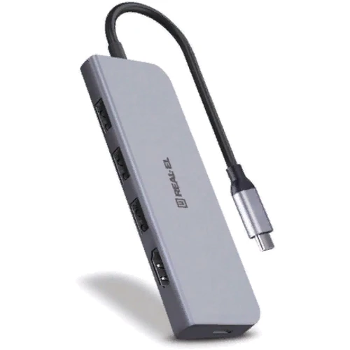 Адаптер REAL-EL Adapter USB-C to USB-C+3xUSB+HDMI Space Grey (EL123110002) фото 4