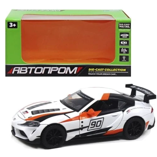 Машинка металлическая Автопром Toyota Supra бело-оранжевая (32123)