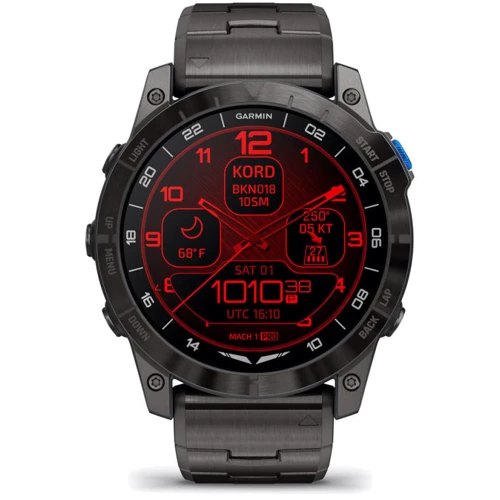 Смарт-часы Garmin D2 Mach 1 Pro Aviator Smartwatch with Vented Titanium Bracelet (010-02804-81): Время работы до 25 дней
