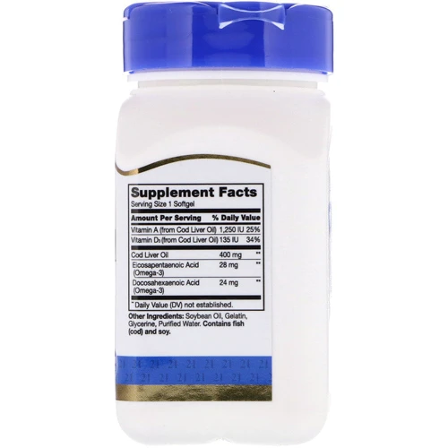 21st Century Norwegian Cod Liver Oil, 110 Sgels: Тип Омега 3