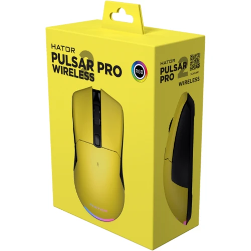 Мышь HATOR Pulsar 2 PRO Wireless Yellow (HTM-532): Радиус действия 10 м