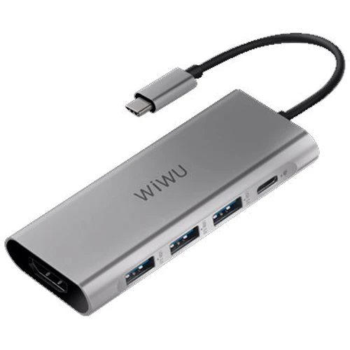 Адаптер WIWU Adapter Apollo A531H USB-C to HDMI+3xUSB3.0+USB-C Grey