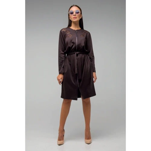 Платье FLFashion Манго СПМ2613 52 коричневое повседневное до середины бедра: Длина рукава Длинный