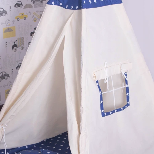 Детская палатка Springos Tipi XXL вигвам бело-синяя (TIP08)